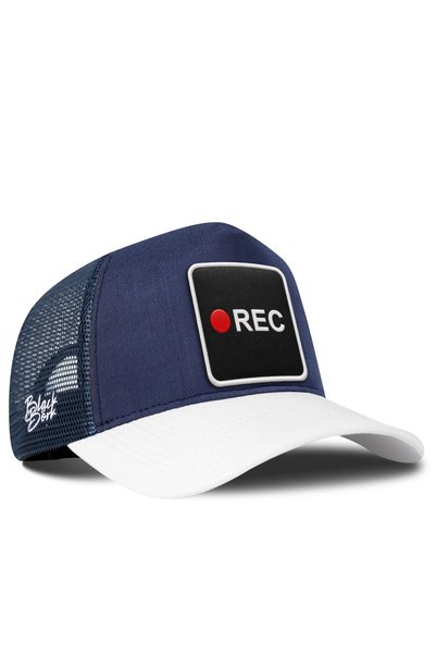 BlackBörk Rec Logo Cordura White-Navy Blue Trucker Hat