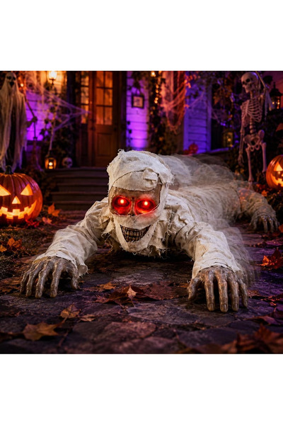 GGEROU Electric Voice-Controlled Crawling Mummy, Light & Sound Crawling Ghost...