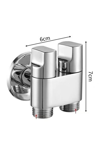 choice2 Silver Double Control Washing Machine Faucet Toilet Triangle Valve Po...