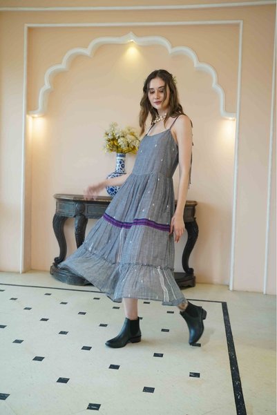 desichic Purple Gray Overlay Dress