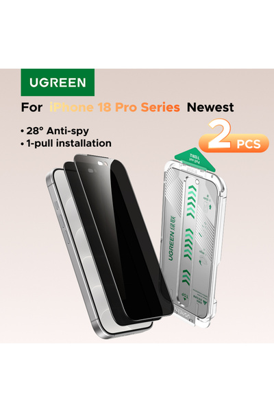 Ugreen 2 Pack for iPhone 18 Pro Max Privacy Screen Protector, Easy One-Pull I...