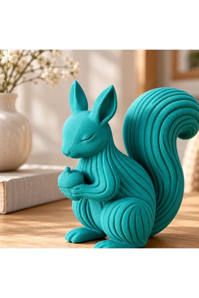 OEM Figurină veveriță Japandi, imprimată 3D - 10,33 × 5,3 × 10 cm - Turcoaz