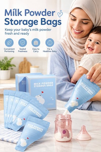 Generic أكياس تخزين الحليب البودرة بسعة 50 جرام، 30 قطعة، مزدوجة السحاب، مقاو...
