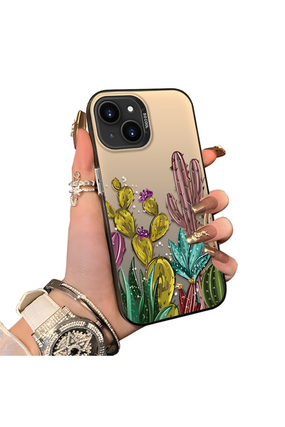 ucuc حافظة هاتف بنمط الصبار متوافقة مع iPhone 14 Plus/15 Plus، مصنوعة من الأك...