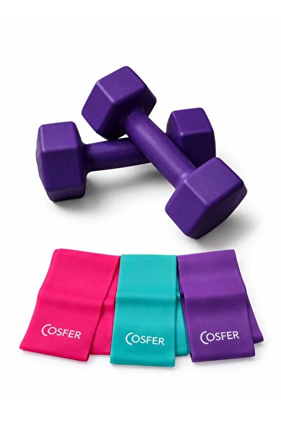 Mrt Purple Dumbbell 1 kg X 2 and Pilates Resistance Band 3 Pieces