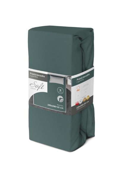 Faro Cearsaf jersey cu elastic, Soft, 220 x 200 cm, verde, pentru saltea 25 cm