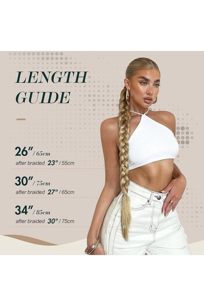 Dotail Extensie de păr împletită, 65 cm, 140 g, Elastică, Fibră sintetică rez...