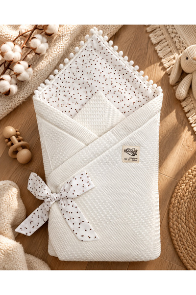 Tomuycuk Cotton Pique Baby Swaddle Blanket 85X85 cm – Fiber Filled Newborn Ba...