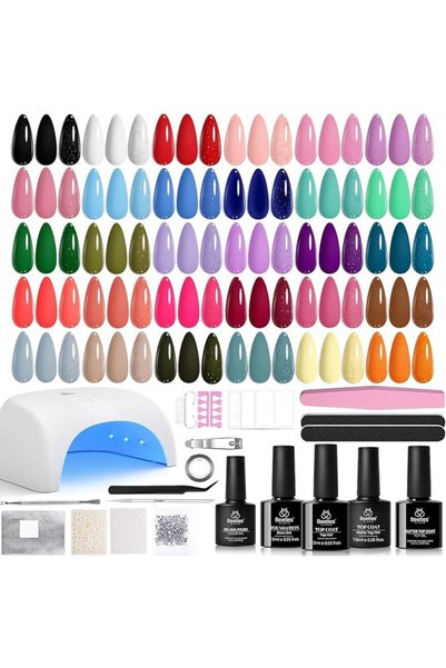 beetles Gel Polish مجموعة طلاء أظافر جيلي بيتلز، 6 ألوان طبيعية شفافة وردية و...