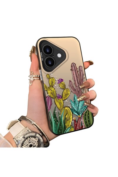 ucuc iPhone 17 Compatible Acrylic Hard Back Panel with Silicone Edges Cactus ...