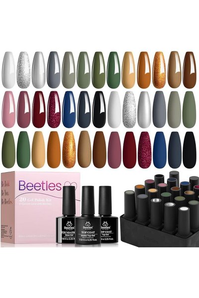 beetles Gel Polish مجموعة طلاء أظافر جيلي بيتلز، 6 ألوان طبيعية شفافة وردية و...