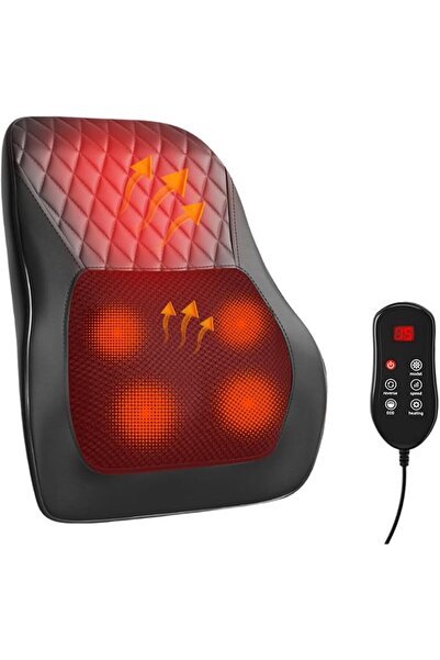 EzzySo Back Massager with Heat - Rechargeable Cordless Shiatsu Massage Pillow with Dual Heating Zones, 3 In