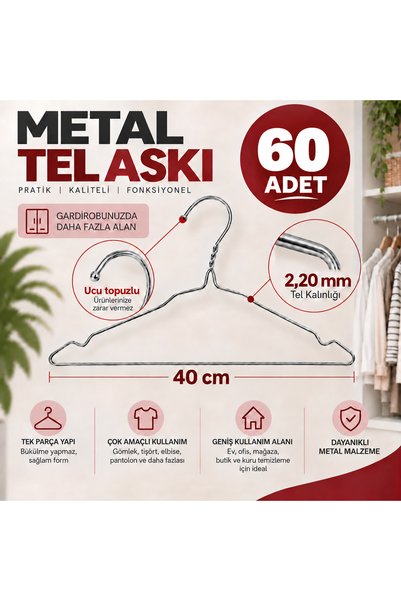 Metal Elbise Askısı Kıyafet Askısı Pantolon Askısı İnce Tel Askı