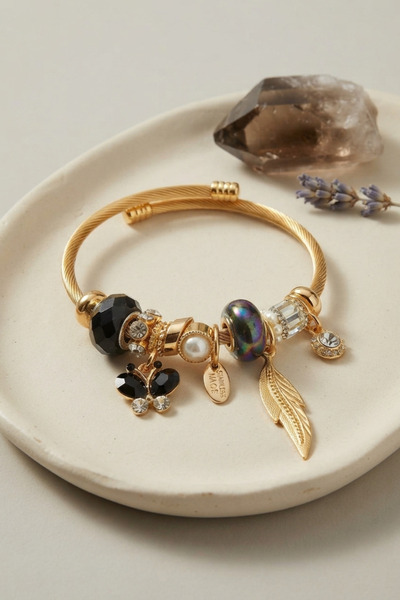 BlackCraft Black Butterfly Model Charm Bracelet