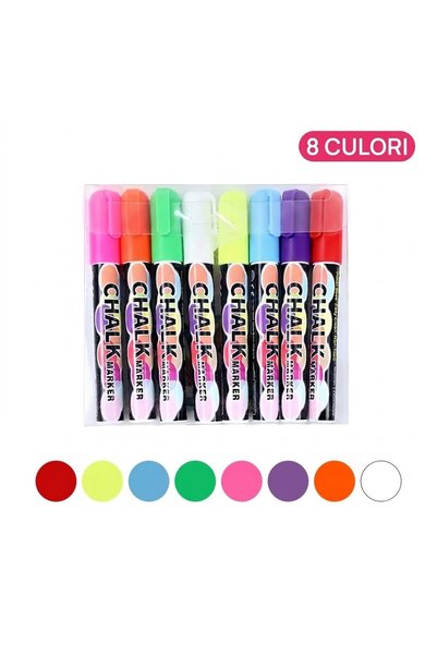 Alevora Set premium de 8 markere cu cretă lichidă, vârf reversibil de 1-6mm, ...