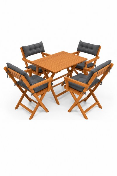 Meya Dekor 4+1 Kollu Bistro Balkon Teras Bahçe Masa Sandalye Seti Antrasit Mi...