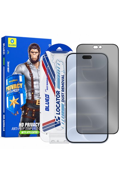 BLUEO iPhone 18 Pro Προστατευτικό Οθόνης Ιδιωτικότητας, Γυαλί, Μαύρο