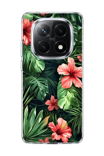 lelia حافظة هاتف شفافة متوافقة مع Redmi Note 14 Pro Plus 5G مطبوعة بزهور حمرا...