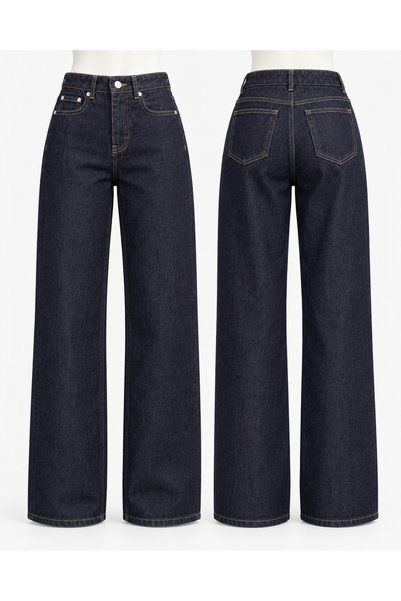 LUNSHI yüksek bel koyu jean