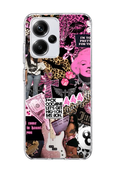 lelia Redmi Note 13 Pro Plus 5g Compatible Pink Leopard Fashion Printed Trans...