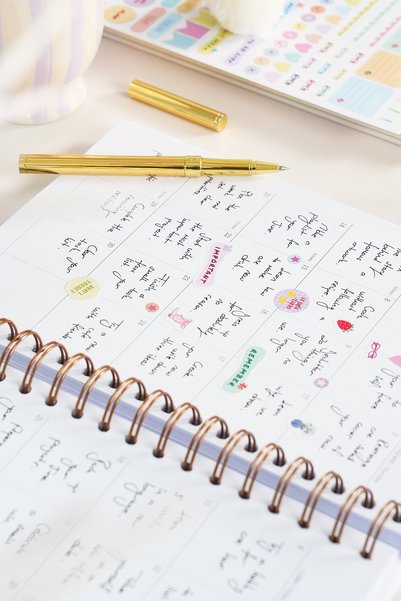 Matt Notebook 2027 Yılı Günlük Spiralli Ajanda 16x24 cm - 12 Aylık Kiraz