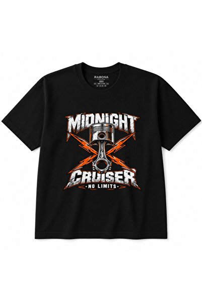 Rabona Fashion Midnight Cruiser - No Limits Motorcycle Piston Graphic T-Shirt