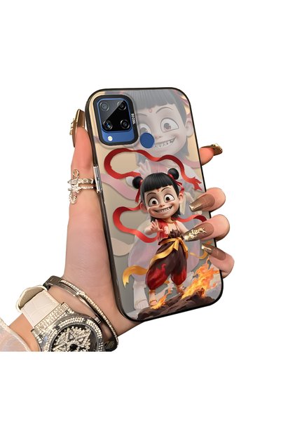 ucuc Realme C15/C25/C25S Compatible Acrylic Hard Back Panel with Silicone Edg...