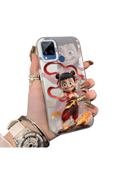 ucuc Realme C15/C25/C25S Compatible Acrylic Hard Back Panel with Silicone Edg...