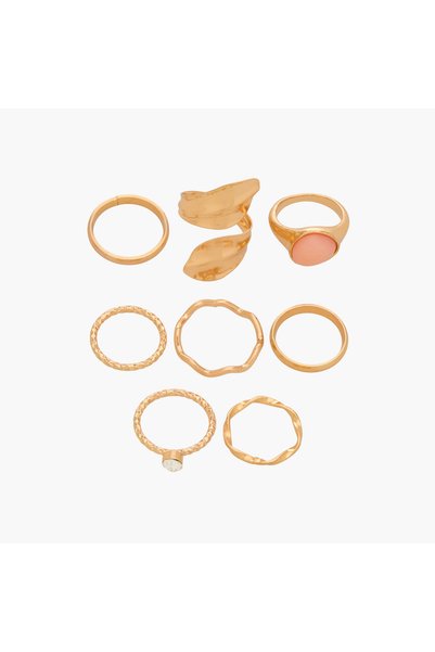 Lifestyle Set of 8 - Assorted Gold Tone Rings