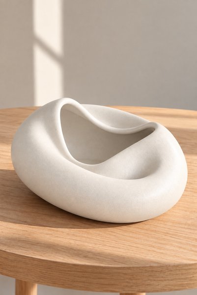 Beige & Stone Vază ceramică albă Astra - Colecția Luna