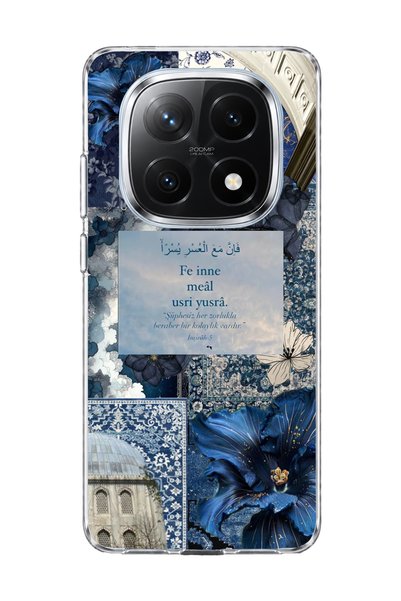 lelia غطاء هاتف شفاف متوافق مع Redmi Note 14 Pro Plus 5G مطبوع عليه زهرة زرقا...
