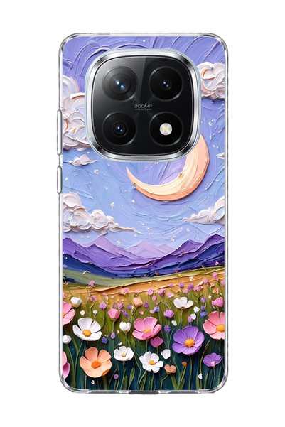 lelia غطاء هاتف شفاف متوافق مع Redmi Note 14 Pro Plus 5G مطبوع عليه هلال وحقل...