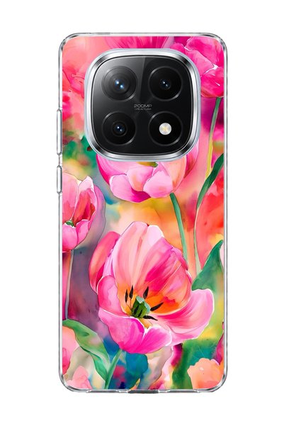 lelia غطاء هاتف شفاف متوافق مع Redmi Note 14 Pro Plus 5G مطبوع عليه زهرة التو...