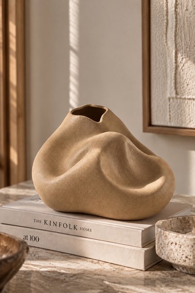 Beige & Stone Керамична ваза Вега Браун - Колекция Луна