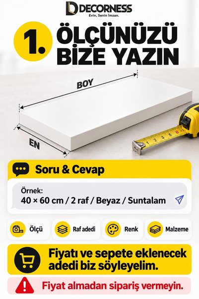 Decorness Dolap İçi Raf Mutfak ve Kitaplık Rafı Özel Ölçü Raf Suntalam 18 mm ...