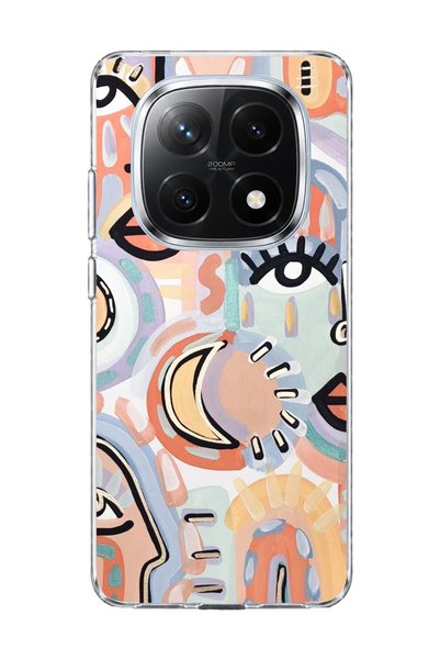 lelia غطاء هاتف شفاف متوافق مع Redmi Note 14 Pro Plus 5G مع طباعة وجه وعين بت...