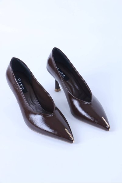 AĞCA AYAKKABI Women's Short Thin Heeled Pointed Toe Flat Stiletto Shoes with ...