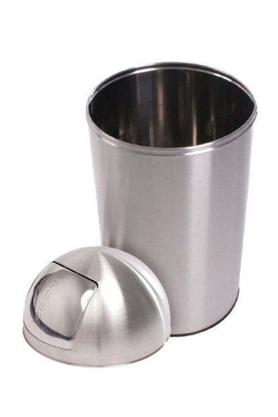 JAGO Waste bin with flap, with lid, 50L, stainless steel, silver