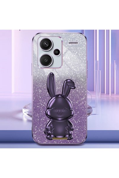XGSM Husă pentru Xiaomi Redmi Note 13 Pro+, Iepure cu sclipici, cu suport glisant, mov