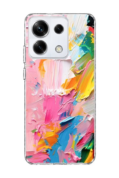 lelia حافظة هاتف شفافة مطبوعة بتصميم فرشاة وردية متوافقة مع Redmi Note 13 Pro 5G