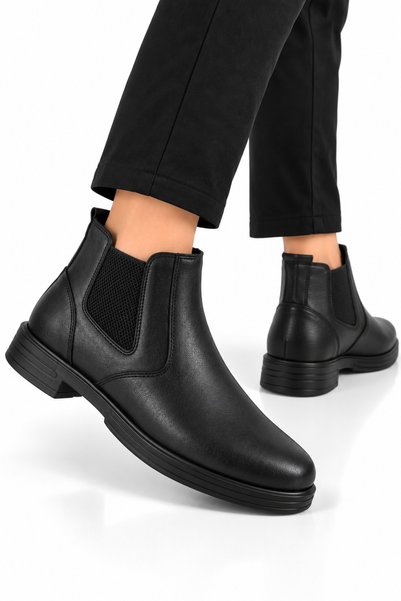 Jagulep Men's Side Elastic Zippered Genuine Leather Boots with Fur Inside and...