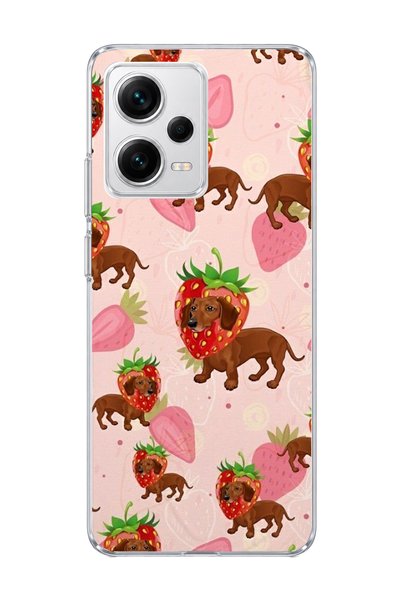 lelia Redmi Note 12 Pro 5g Compatible Strawberry Sausage Dog Printed Transpar...