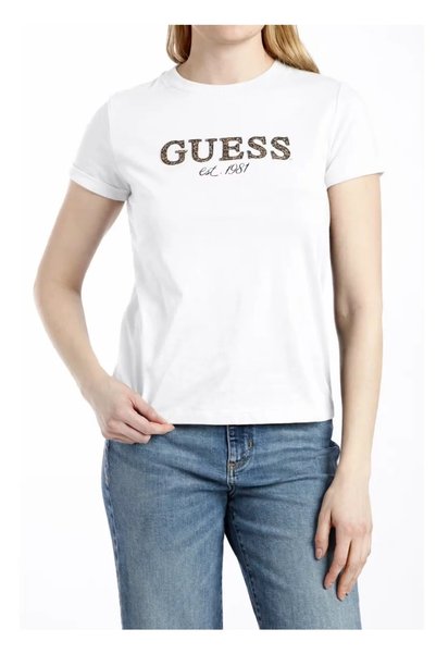 Guess Leopard Regular Fit Kadın T-Shirt W6BI22K6042