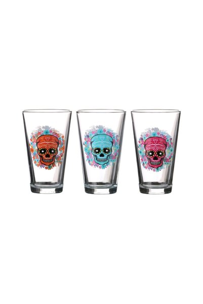Urban Living Set de trei pahare din sticlă transparentă 32.0 cl Craniu Mexican