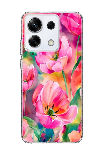 lelia حافظة هاتف شفافة متوافقة مع Redmi Note 13 Pro 5G مطبوعة بزهرة التوليب ا...