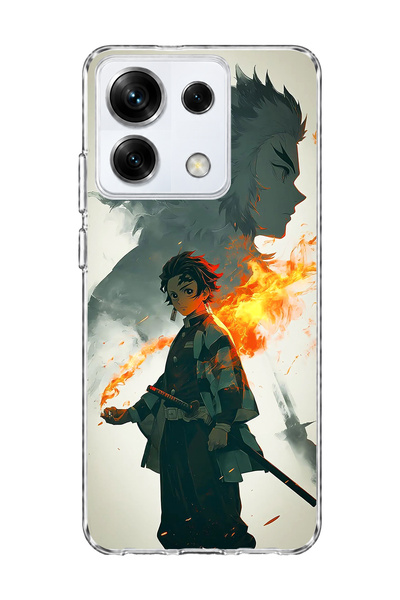 lelia حافظة هاتف شفافة مطبوعة بتصميم Anime Fire Shadow متوافقة مع Redmi Note ...