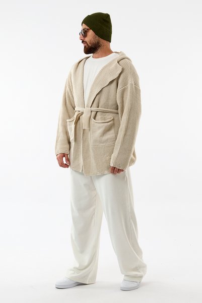 COCOPELLI Poncho pentru bărbați, tricotaje bej, design COC3612