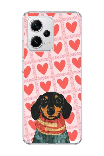lelia Redmi Note 12 Pro 5g Compatible Sausage Dog Red Heart Printed Transpare...