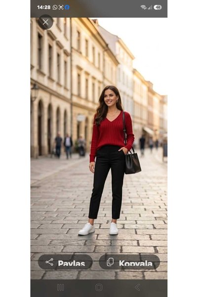 MODA V-neck knit sweater with ribbed cuffs, standard size (36-42).