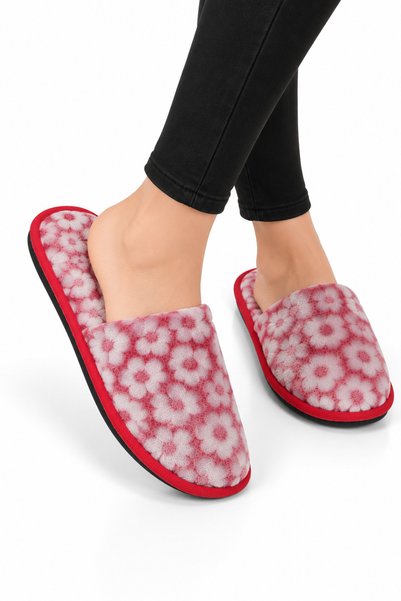 Jagulep Papuci de casă unisex, cu suport antiderapant și puf, ROZ - ALB